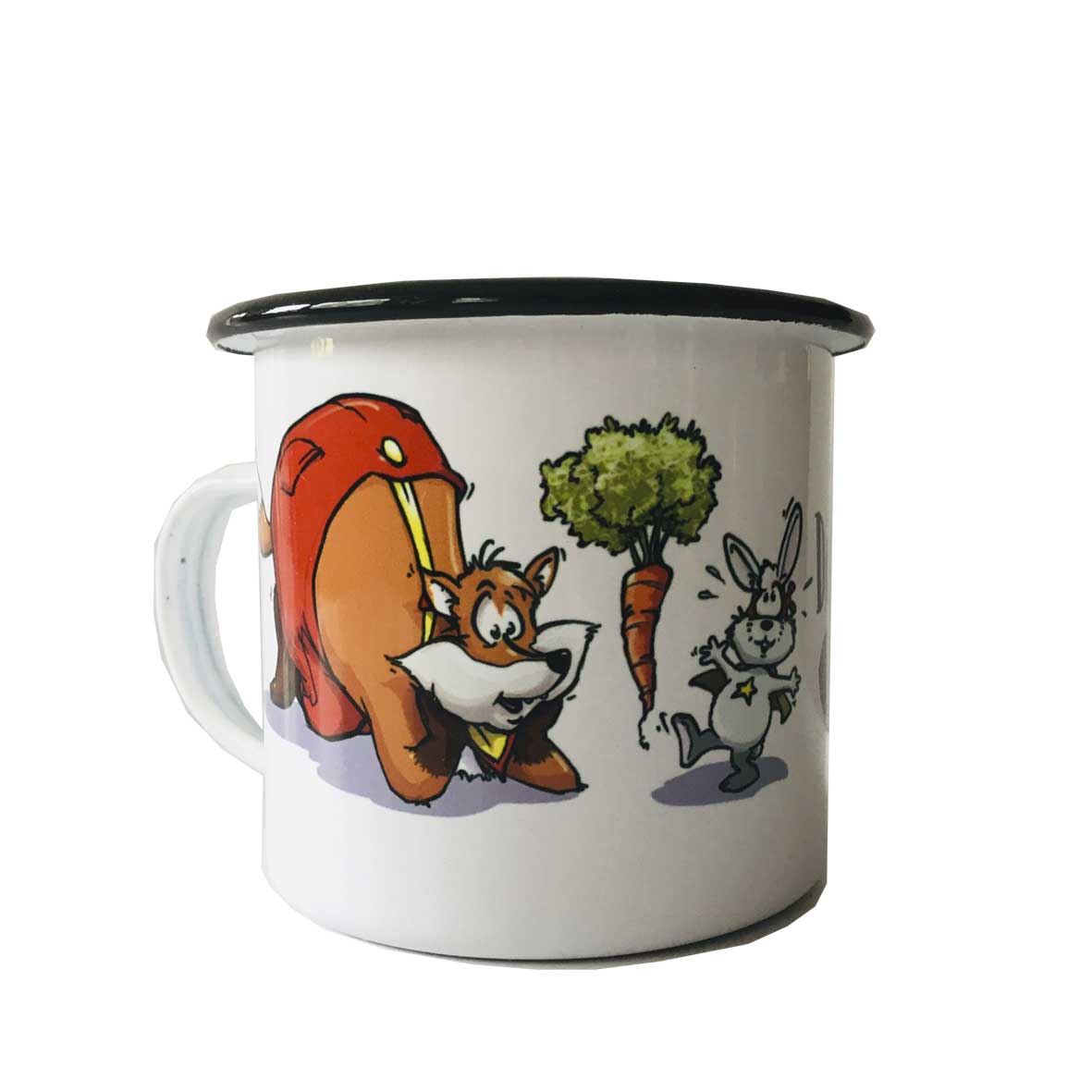 Knuffige Riesenfuchs und Kaninchen Keramiktasse im Vintagestyle
