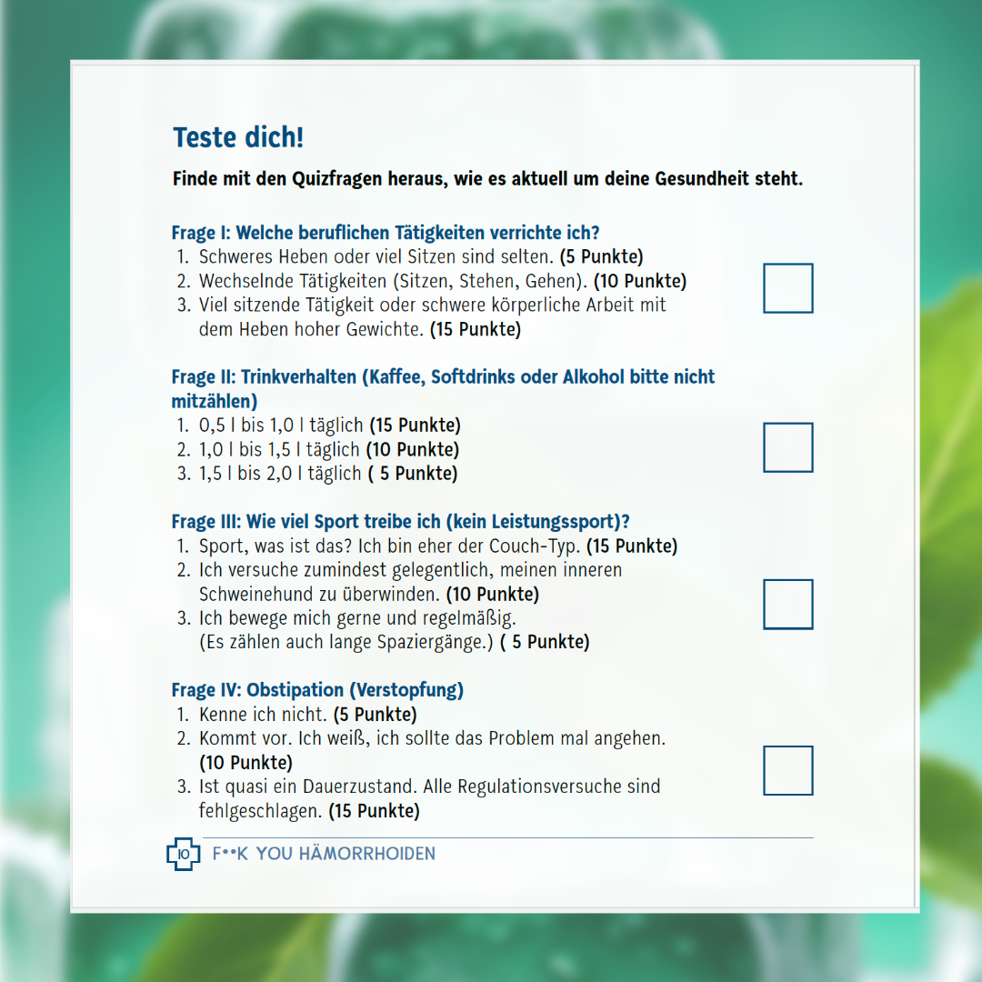 Lesehäppchen "TABU TEST" zum Gesundheitsratgeber von Prof. Dr. Derek Zieker Fischer und Sven Bach