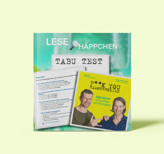 Lesehäppchen "TABU TEST" zum Gesundheitsratgeber von Prof. Dr. Derek Zieker Fischer und Sven Bach